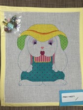 Handpainted Needlepoint Canvas Scrunchie Bunny Guide Read Description