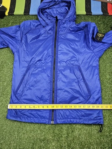 stone island men L micro rip stop primaloft hooded jacket blue full zip packable image 10