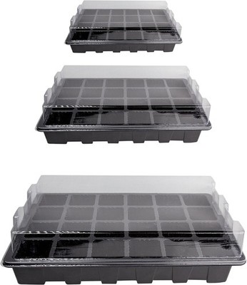 LOVEDAY 10 Pack -240 Cells -24 Grow Trays with Humidity 24 Trays, Black