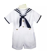 Baby Boy Toddler Formal Party Nautical Navy Sailor Short Suit Outfit Size 6-9M