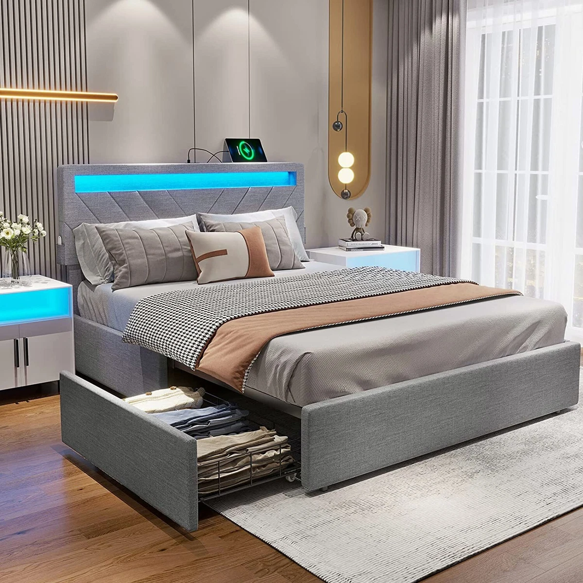 Led light platform sale bed