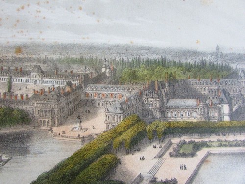 Fontainebleau St. Cloud France c.1850-60's Lot x 5 lovely old color prints - Picture 3 of 5