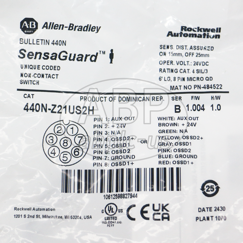 ALLEN BRADLEY 440N-Z21US2H SERIES B SENSA GUARD NON-CONTACT SWITCH, NEW