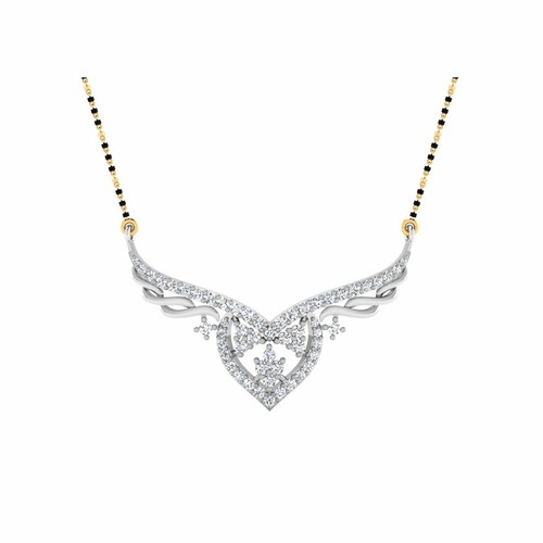 14K Solid White Gold Mangalsutra 0.44 