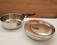 TUPPERWARE LINEA COMPATTA SET 2 PENTOLE: CASSERUOLE 22 + 24 cm + COPERCHIO UNIV