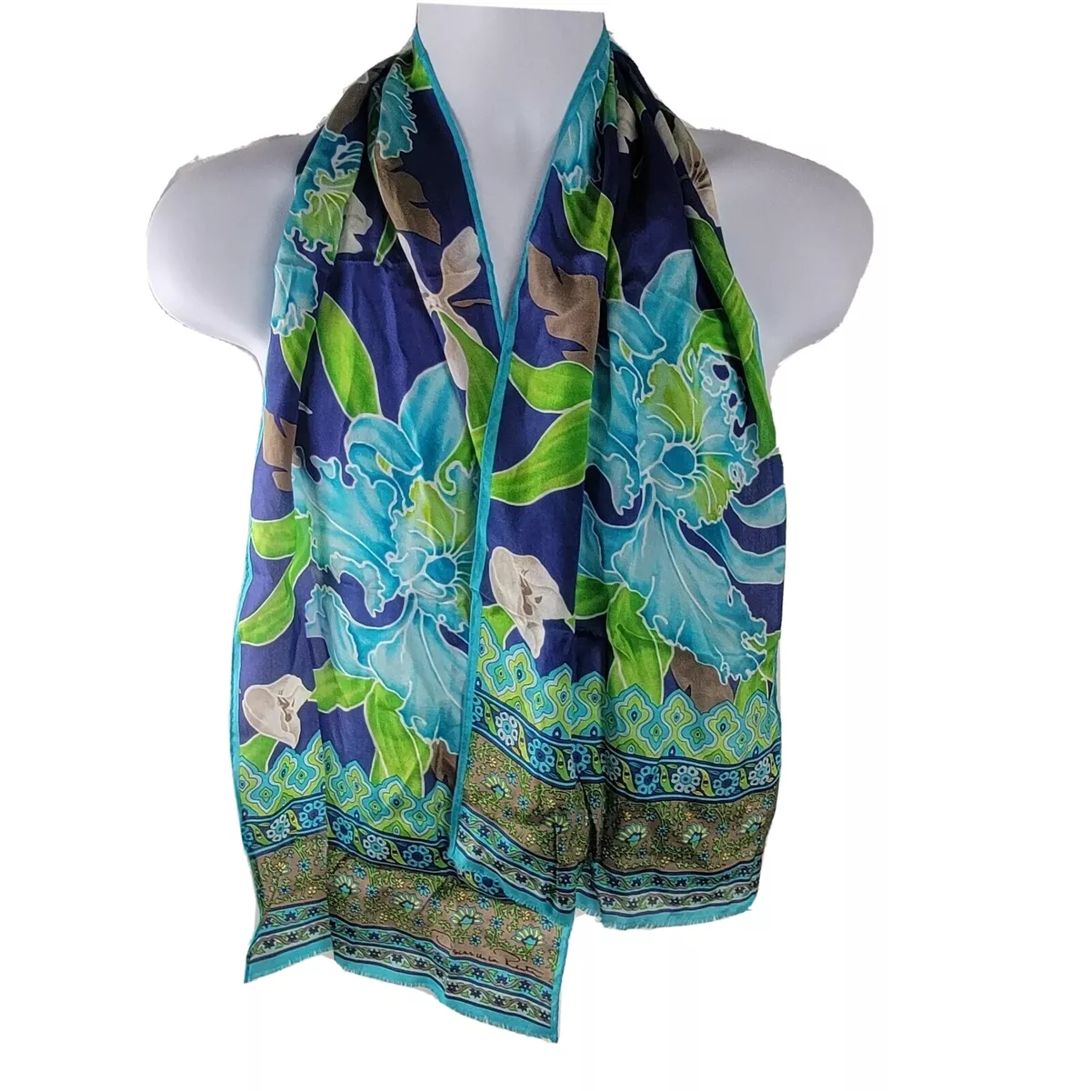 Oscar de La Renta Scarf, 100% Silk, Floral Print, Multicolor # RN 62720 |  eBay