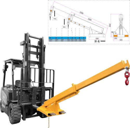 Forklift Jib Boom Crane Industrial Forklift Telescoping4400Lb Capacity Hoist Jib