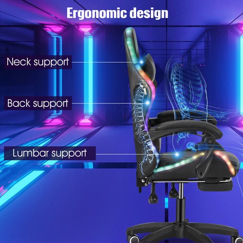 Altoparlante Luce RGB Alto con Gaming con Schienale LED Bluetooth h Sedia Sedia - Foto 8 di 12