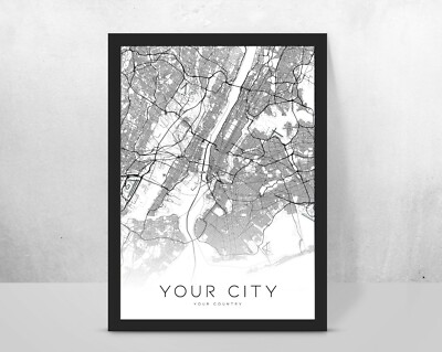 Personalisierte individuelle STADTKARTE, jede STADT/LAND Reise Straße Poster Kunstwerk