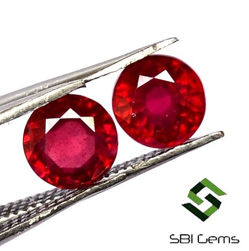6 mm Natural Ruby Round Cut Pair 2.19 CTS Calibrated Deep Red Loose Gemstones GF - Picture 5 of 7