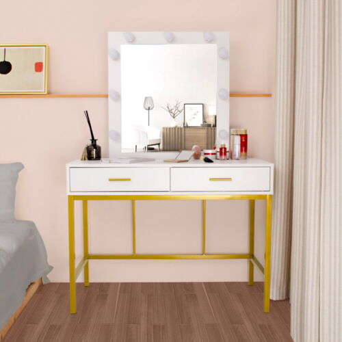 9Led Lighted Makeup Mirror Vanity Dressing Table Bedroom Dresser Desk w/ Drawer