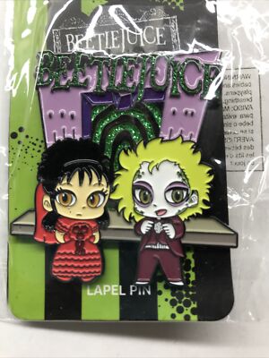 Beetlejuice & Lydia Lapel Pin 2-1/8'' H x 2'' W Anime Enamel WB Bioworld Wedding M