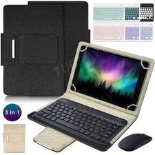 For 9.7 10 10.1 10.2 10.5 11 Inch Tablets Universal Leather Case Keyboard Mouse