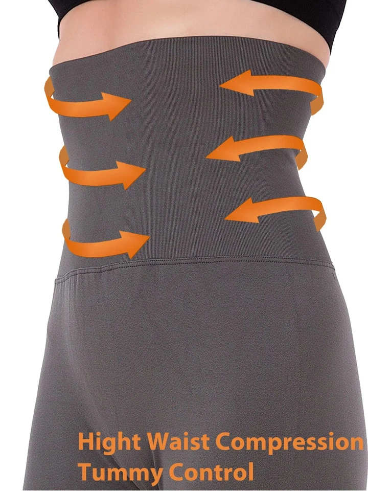 Pacote com 3 leggings de cintura alta para controle de barriga quente grossa escovada comprimento total - Imagem 2 de 4