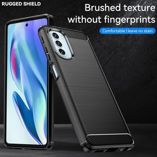 For Motorola Moto G62 5G Case Carbon Fibre Cover & Glass Screen