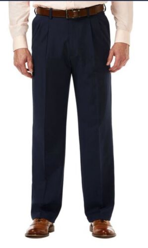 Haggar Men’s Dress Pants - Cool 18 Pro Classic Fit 38/30 - Navy Blue