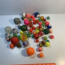 Lot of 60 Vintage Rubber Bouncy Super Ball Various Size  Color Light Up...
