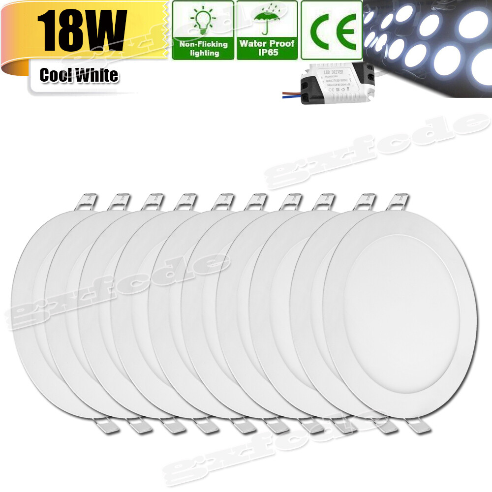 10 Pack 8 Inch Ultra-Thin LED Recessed Ceiling Lights 6000K Daylight