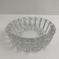 KIG Indonesia Lead Crystal Clear Diamond Point Cut Glass Ashtray CIGAR - Vintage