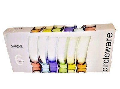 Vintage Circleware Dance Curved 6 Piece, 4 OZ, Shot Glass Set, New Open Box