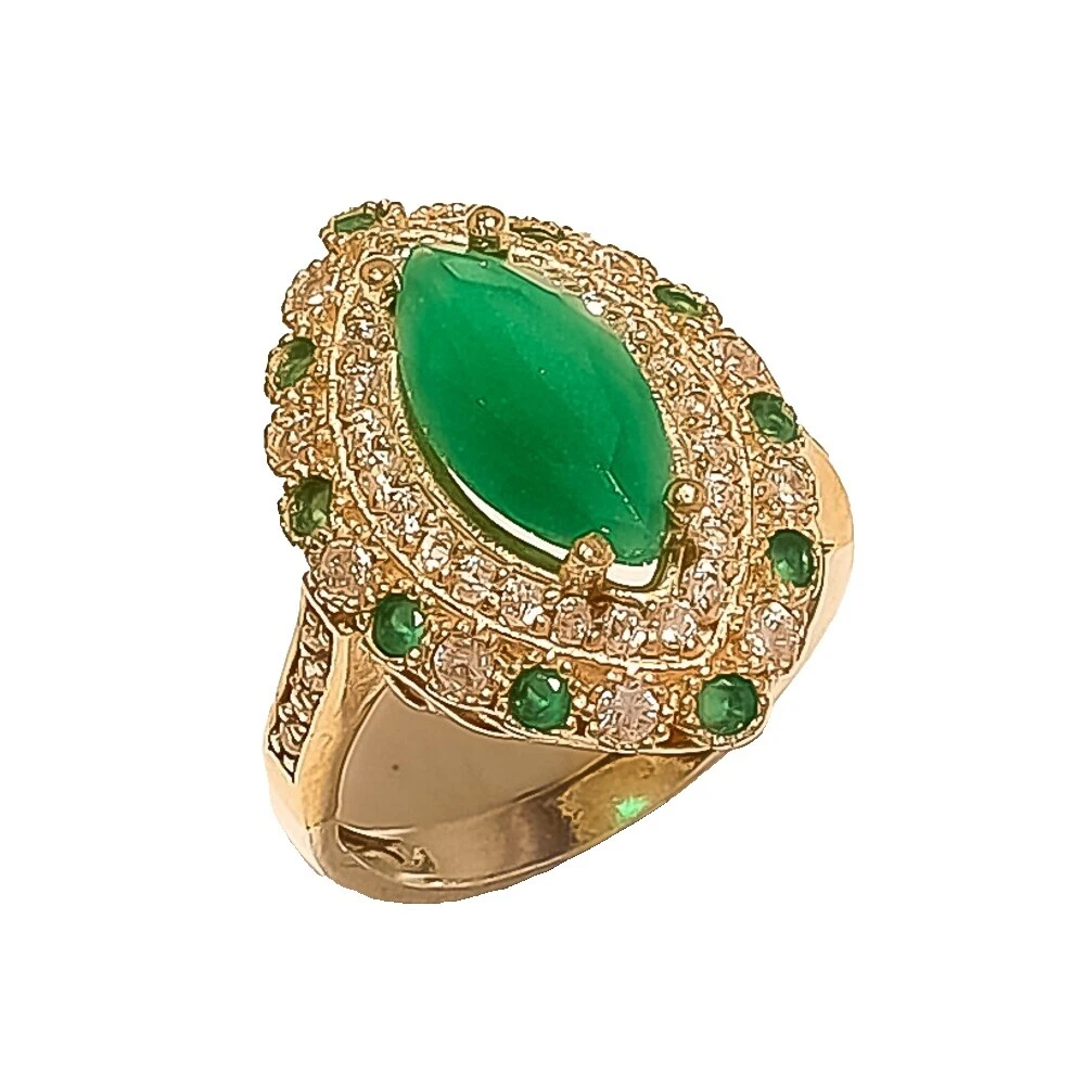 Кольцо с изумрудом и коктейлем 8,5 модные кольца