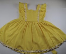 Vintage Girls Dress Pinafore Yellow with Daisy Unbranded Read for Measurements