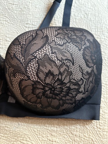 .Comfort Bliss Strapless/Convertible Black Lace Bra Cacique 44H - Picture 5 of 7