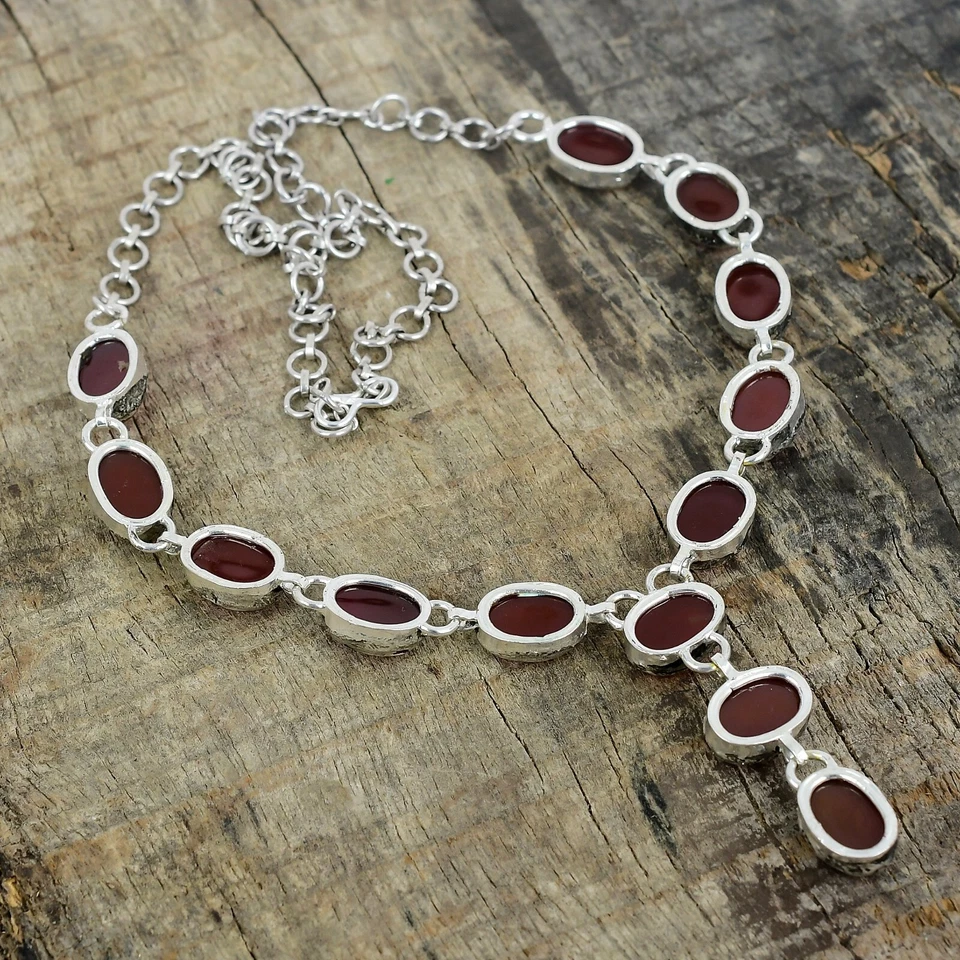 Corniola Gemma Elettroformati 925 Argento Sterling Collana Per Compleanno Regali - Immagine 4 di 4