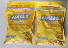 2pk -Halls Honey Lemon-Sugar Free-Cough Drops - 70 per Pk- EXP: 09/2028
