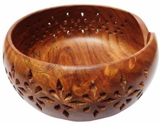 Vintage Rosewood Handmade Wooden Yarn Bowl Knitting Bowls Crochet 6"x 3" Gift