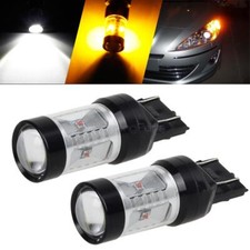 2x 7443 High Power Switchback Amber White Turn Signal Light Bulbs 7440 7440a