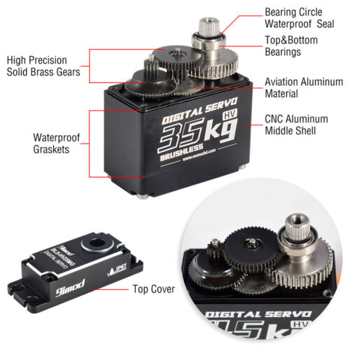 9imod Waterproof BLS-HV35MG 35KG 180° Digital Brushless Servo for RC Car Boat US - Picture 12 of 25