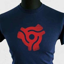 Camisetas retro Record Insert 7" 45 rpm centro vinilo azul