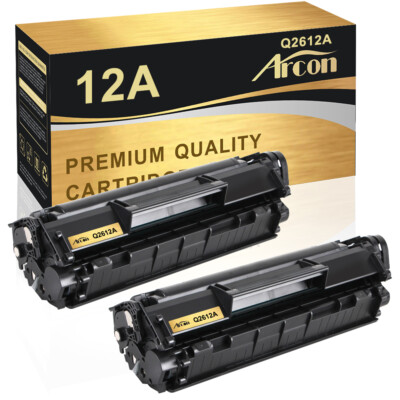 2 Pack Q2612A 12A Black Toner Compatible With HP LaserJet 1018 1020 1022 Ink