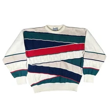 Vintage Coogi Style Geometric Sweater Size XL 90s Cream