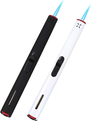 2PC Butane Torch Lighters, 7.9IN Refillable Torch Lighter Adjustable Jet Flame B