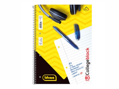 Spiralblock Collegeblock A4 liniert 80 Blatt FSC-Mix gelocht mit Rand perforiert