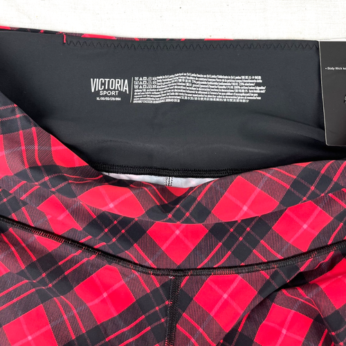 Victoria Secret Sport Red Black Checkered Buffalo Plaid Leggings Size XL (Y) - Picture 5 of 8