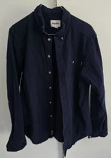 Rhythm Men's Button Down Shirt Dark Blue M