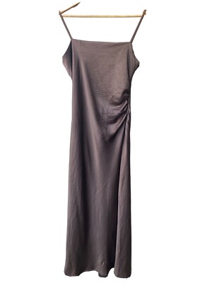 House of Harlow Revolve Satin Y2K Slip Maxi Dress Size L NWT Ruched Mocha  Mousse | eBay