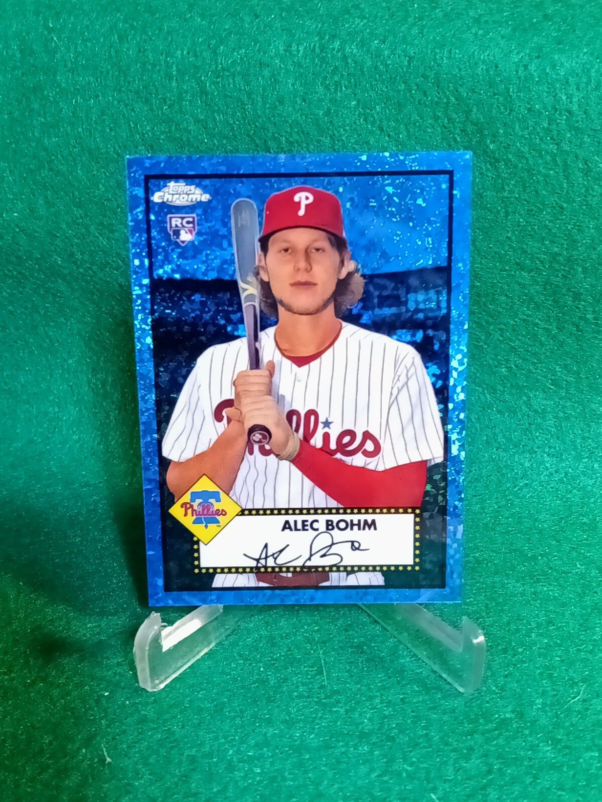 Alec Bohm 2021 Topps Chrome Platinum Anniversary Blue Diamond RC 001/199 + base