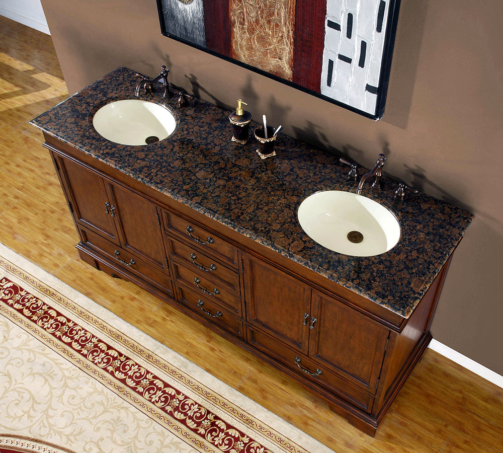 72 Silkroad Hyp 0715 Bb Uic 72 Bathroom Vanity Baltic Brown Top Double Sink