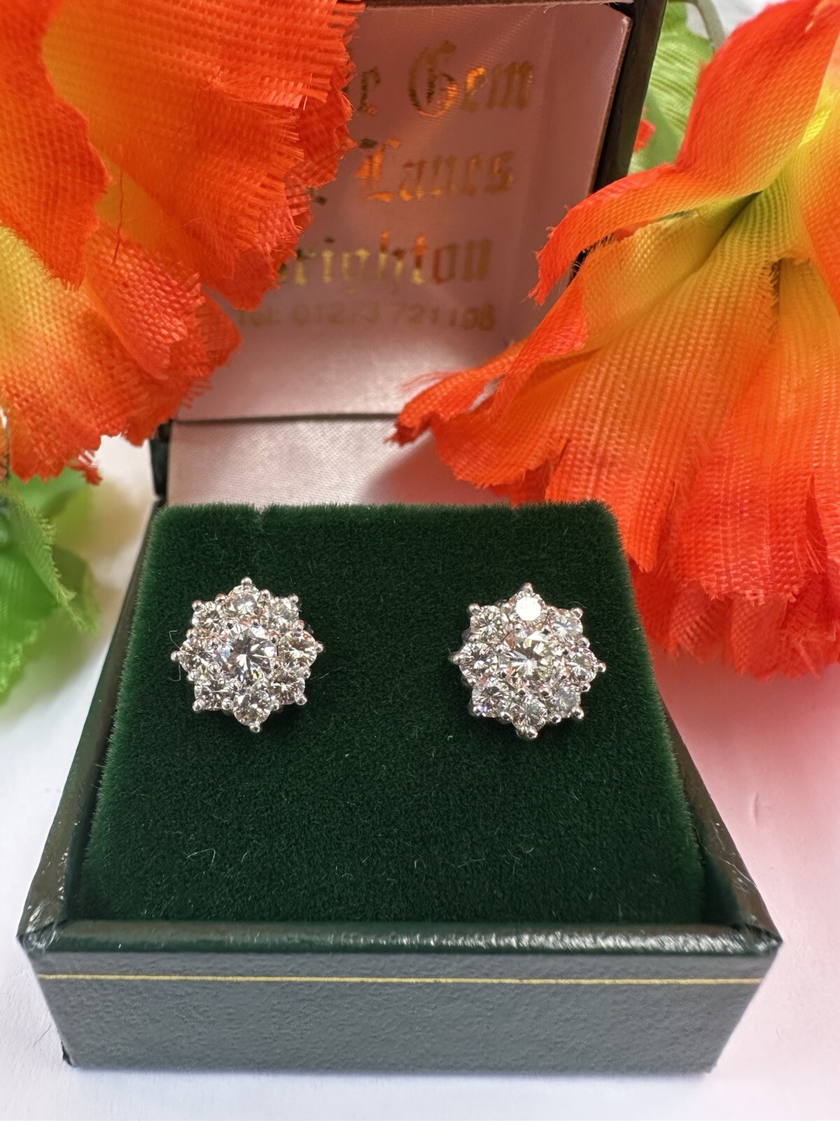 Diamond Cluster Studs (1.80ct) 18k White Gold