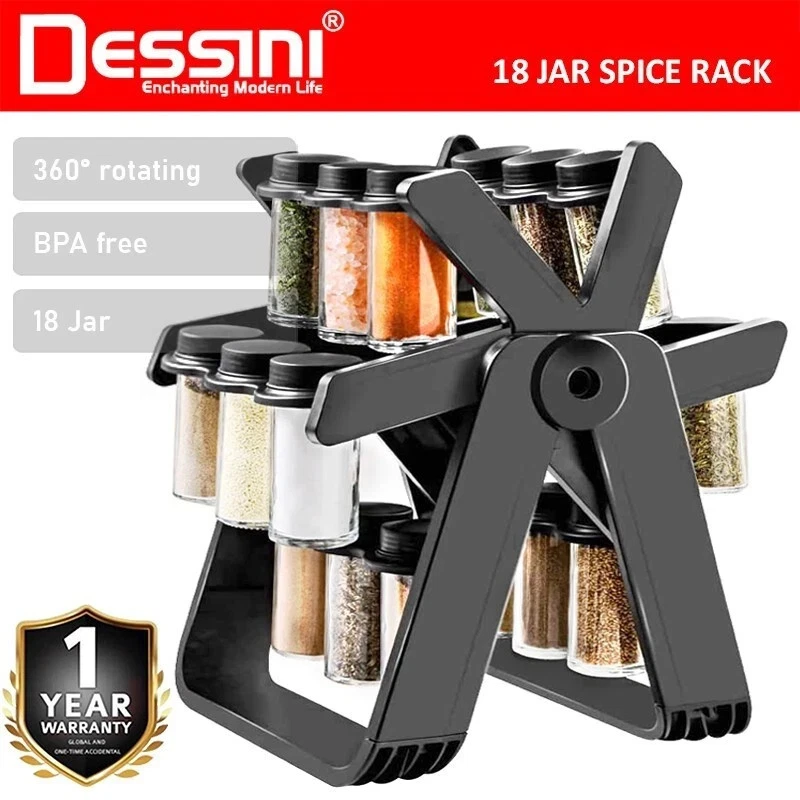 DESSINI ITALY 18 IN 1 Rotating Spice Tower Rack Glass Bottle Organiser Salt Stor
Opens in a new wind