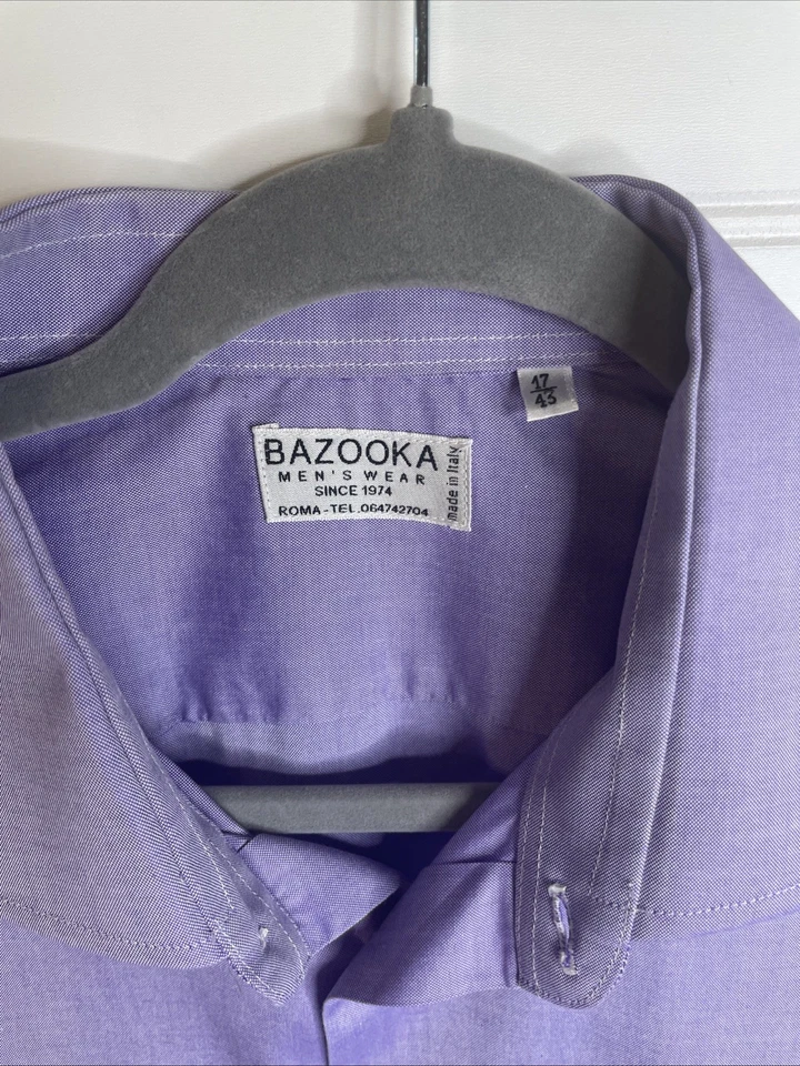 Camisa de vestir Bazooka para hombre italiana de tela fina lavanda 43 (L/Xl) 17 cuello Foto 2 de 4