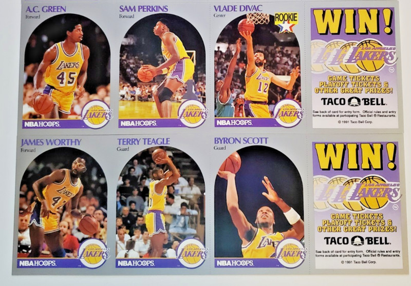 Los Angeles Lakers 1990-91 NBA Hoops Taco Bell 6 Card Promotion Set  Vlade Divac