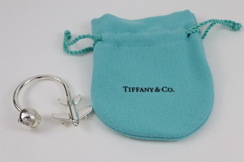Tiffany & Co. Airplane & Globe Sterling Silver 925 Horseshoe Key Ring w/Pouch - Picture 12 of 12