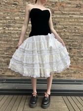 Gunne Sax Vintage 80s White Strapless Ruffle Prom Dress Bust 35/Xs