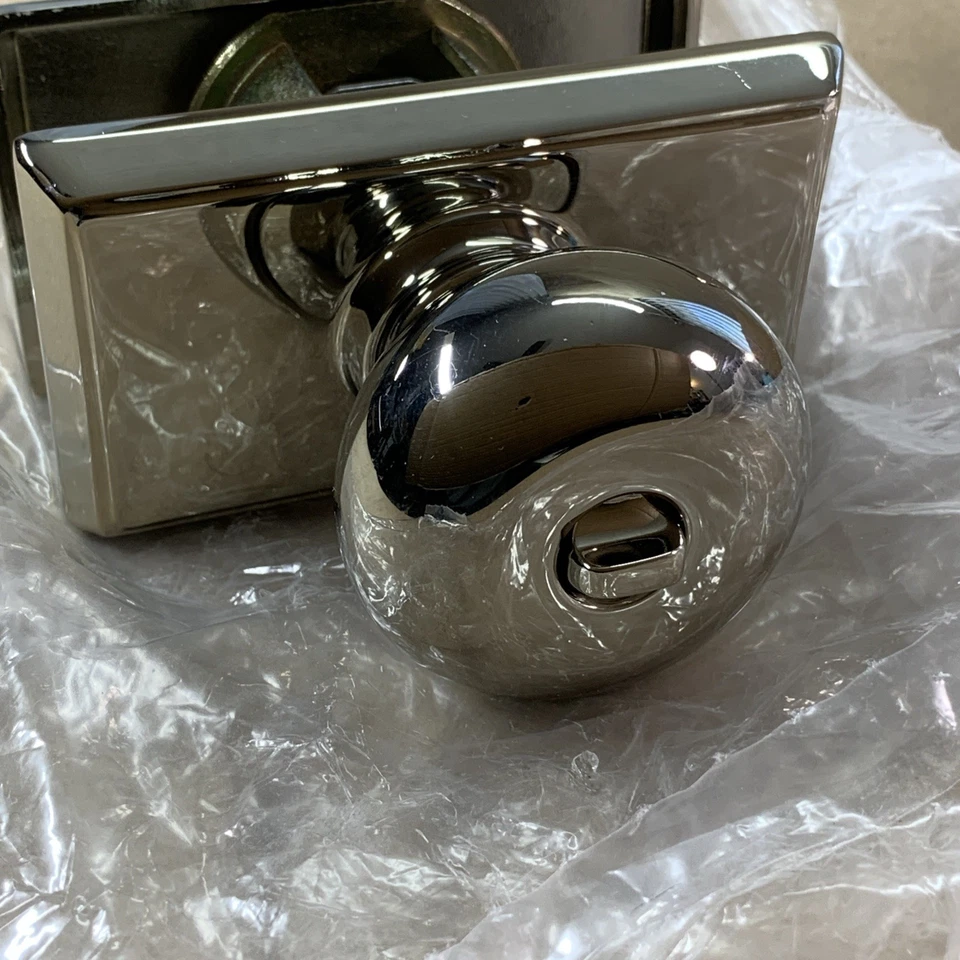 Juego de perillas Emtek 5121 Providence con roseta rectangular níquel pulido Foto 3 de 4