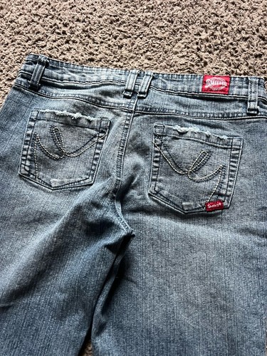 Y2K 2000s Smiths Latzhose Jeans Größe 5 Damen Ladies Flare Wide Leg Grunge 90s - Bild 6 von 8